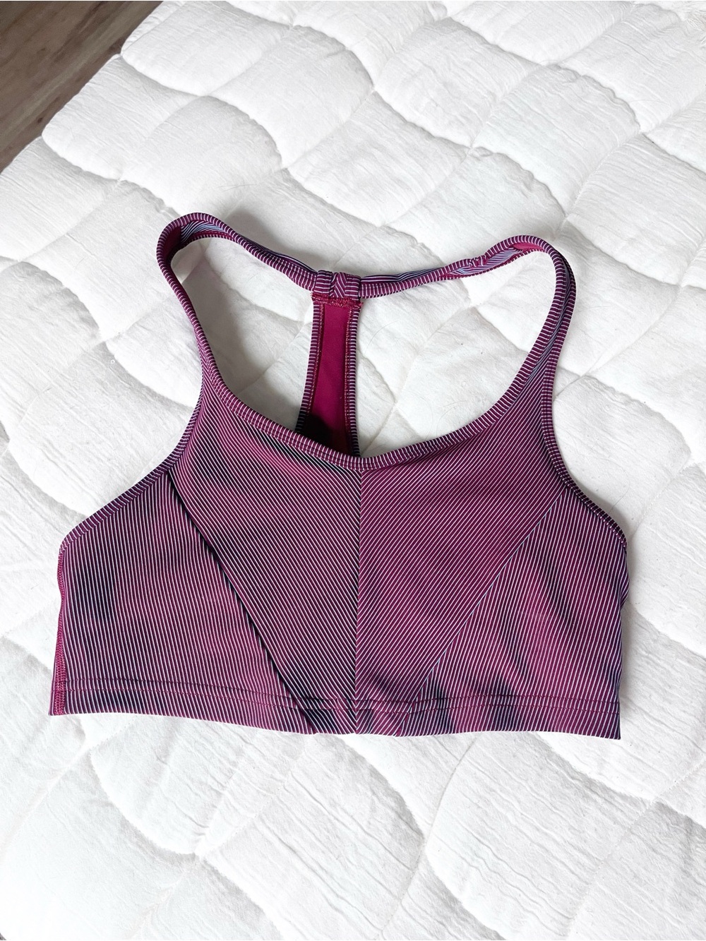 Spiritual Gangster Striped Racerback Sports Bra Pink Maroon Blue Medium